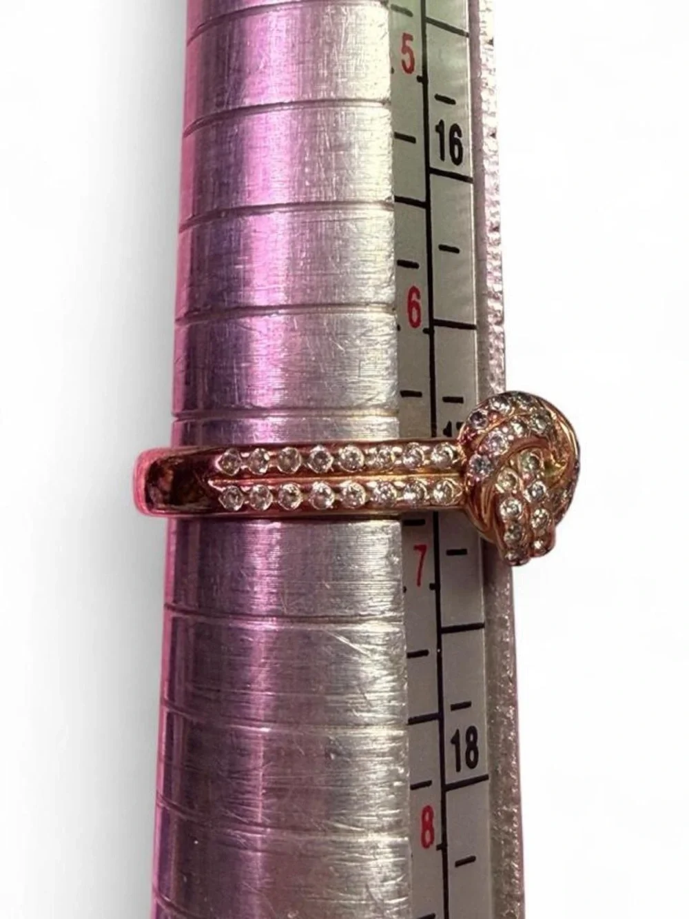Pandora gold tone CZ Swirl Ring love knot